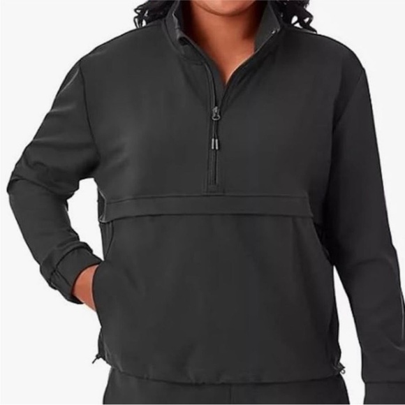 New woman’s kangaroo athletic half zip popover hoodie lightweight sweatshirt - Picture 2 of 2